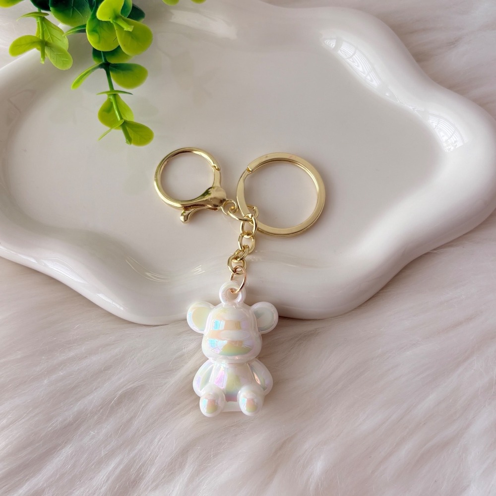 Pearlescent Teddy Bear Keychain/Bag Charm